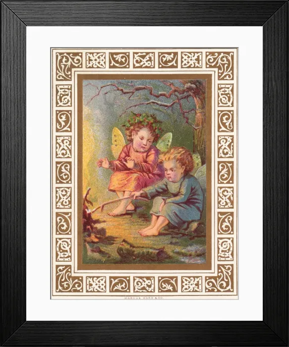 Framed Print : Two fairies on a Christmas card Framed Print : Two fairies on a Christmas card