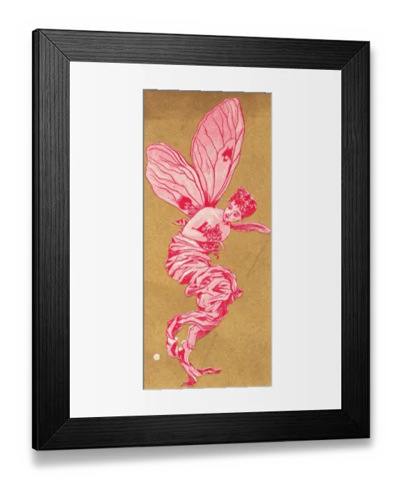 Framed Print : Pink fairy in flight on a greetings card Framed Print : Pink fairy in flight on a greetings card