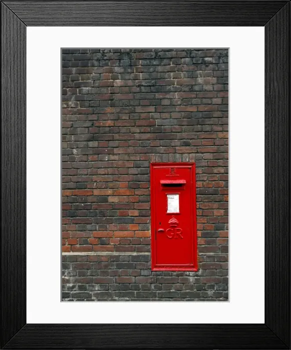 Framed Print : Red English Post Box in a brick wall Framed Print : Red English Post Box in a brick wall