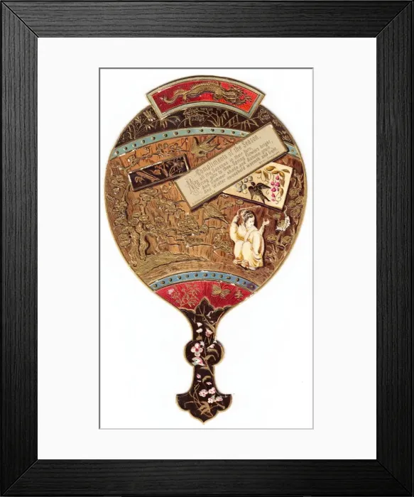 Framed Print : Christmas card in the form of an oriental fan Framed Print : Christmas card in the form of an oriental fan