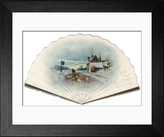 Framed Print : Christmas card in the form of a fan Framed Print : Christmas card in the form of a fan
