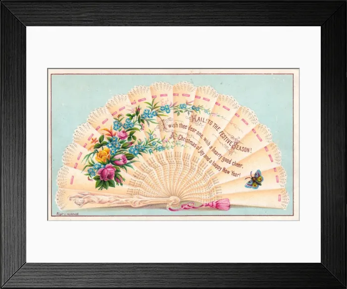 Framed Print : Floral fan on a Christmas and New Year card Framed Print : Floral fan on a Christmas and New Year card