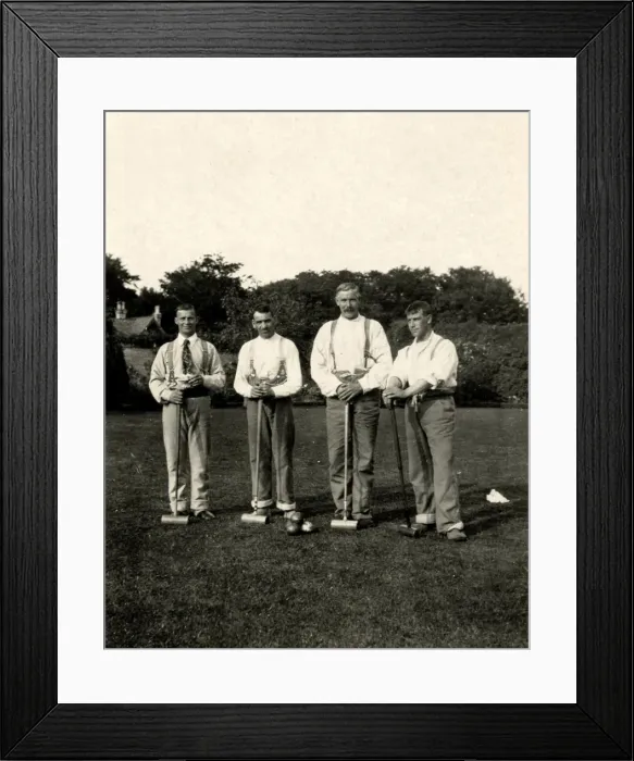 Framed Print : Four hospital patients ready for croquet Framed Print : Four hospital patients ready for croquet