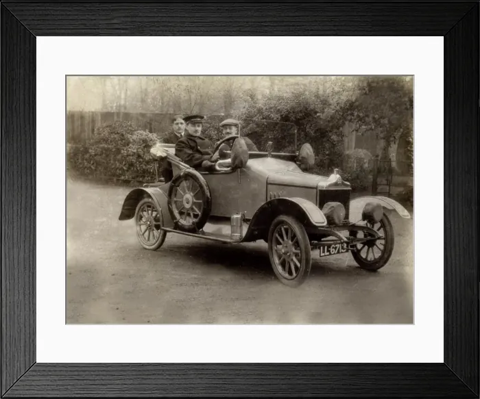 Framed Print : Three men sitting in car outside Quex House Framed Print : Three men sitting in car outside Quex House