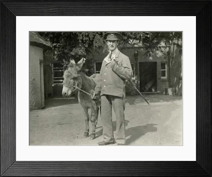 Framed Print : VAD Hospital patient with donkey, Quex Park Framed Print : VAD Hospital patient with donkey, Quex Park