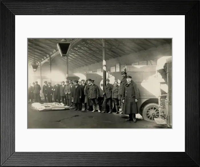 Framed Print : Stretcher bearers waiting for ambulance train arrival Framed Print : Stretcher bearers waiting for ambulance train arrival