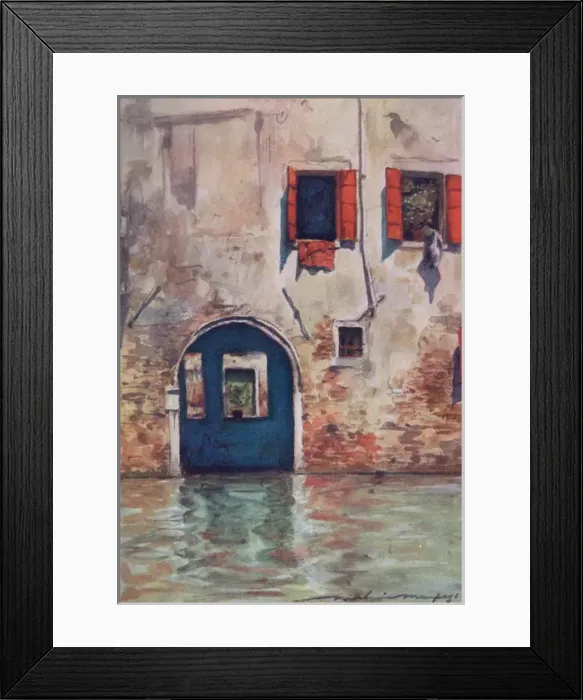Framed Print : The house with the blue door - Venice, Italy Framed Print : The house with the blue door - Venice, Italy
