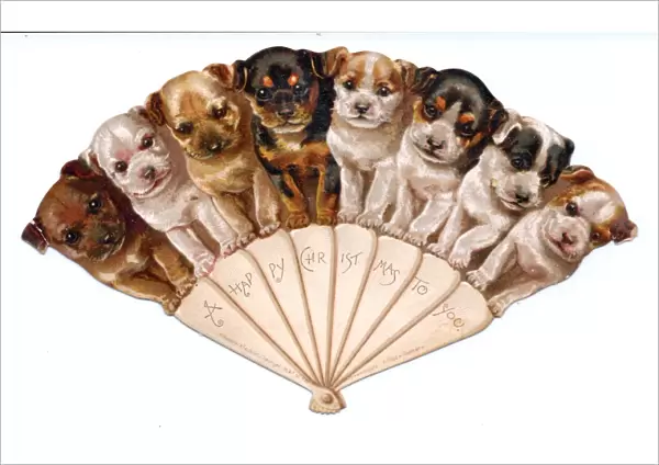 Christmas card in the form of a fan