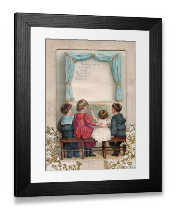 Framed Print : Four children on a Christmas card Framed Print : Four children on a Christmas card
