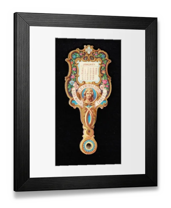 Framed Print : Calendar for 1872 in the form of a fan Framed Print : Calendar for 1872 in the form of a fan