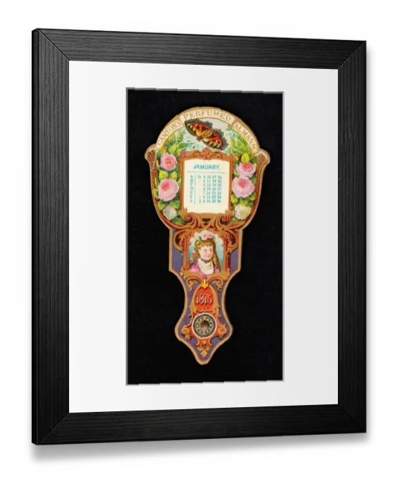 Framed Print : Calendar for 1875 in the form of a fan Framed Print : Calendar for 1875 in the form of a fan