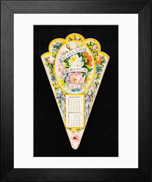 Framed Print : Calendar for 1875 in the form of a fan Framed Print : Calendar for 1875 in the form of a fan
