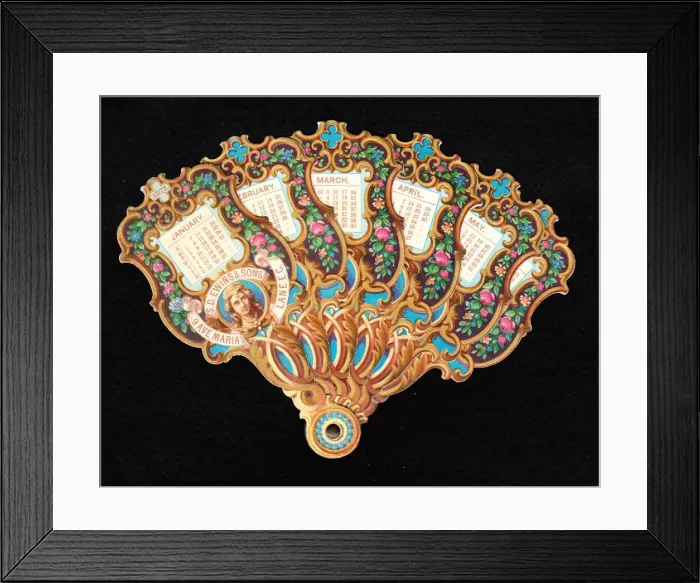 Framed Print : Calendar for 1872 in the form of a fan Framed Print : Calendar for 1872 in the form of a fan