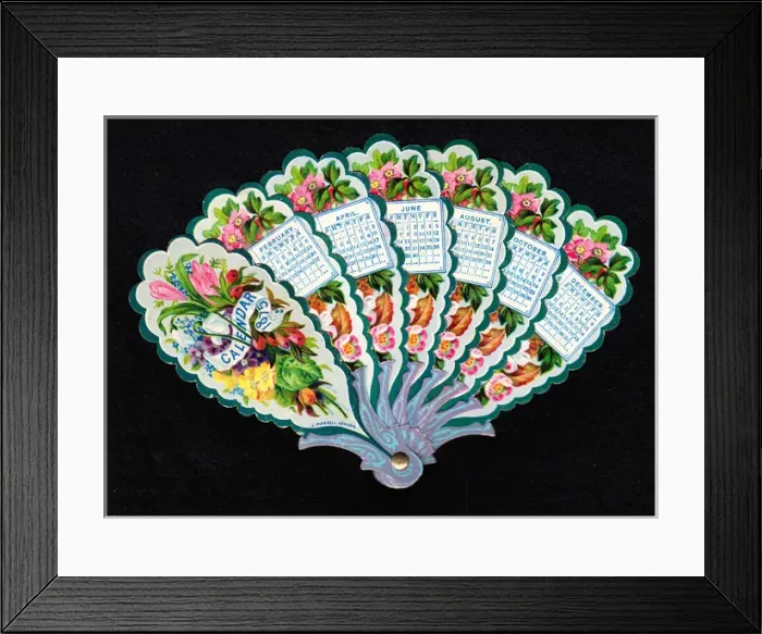 Framed Print : Calendar for 1875 in the form of a fan Framed Print : Calendar for 1875 in the form of a fan