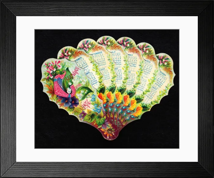 Framed Print : Calendar for 1876 in the form of a fan Framed Print : Calendar for 1876 in the form of a fan