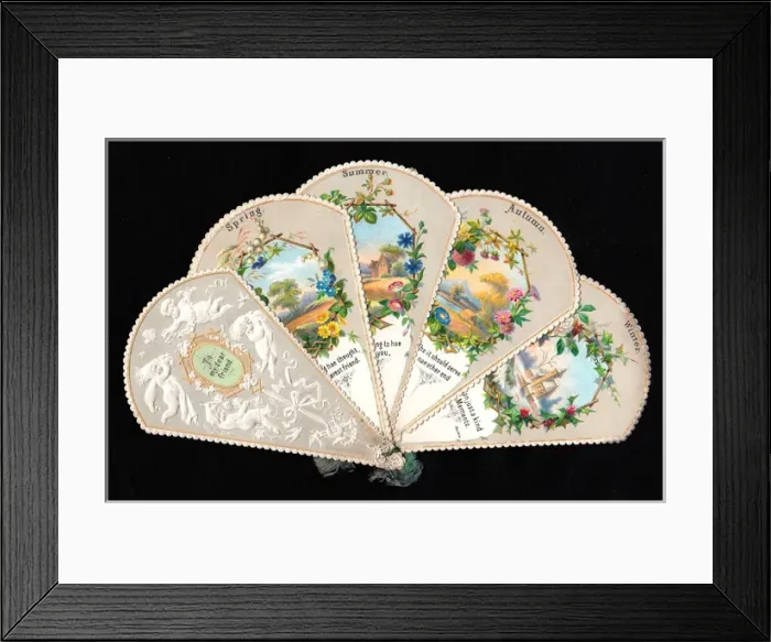 Framed Print : Greetings card in the form of a fan Framed Print : Greetings card in the form of a fan