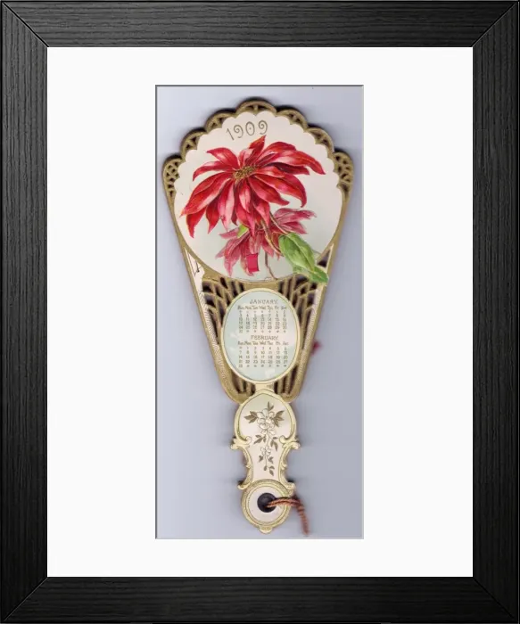 Framed Print : Calendar for 1909 in the form of a fan Framed Print : Calendar for 1909 in the form of a fan