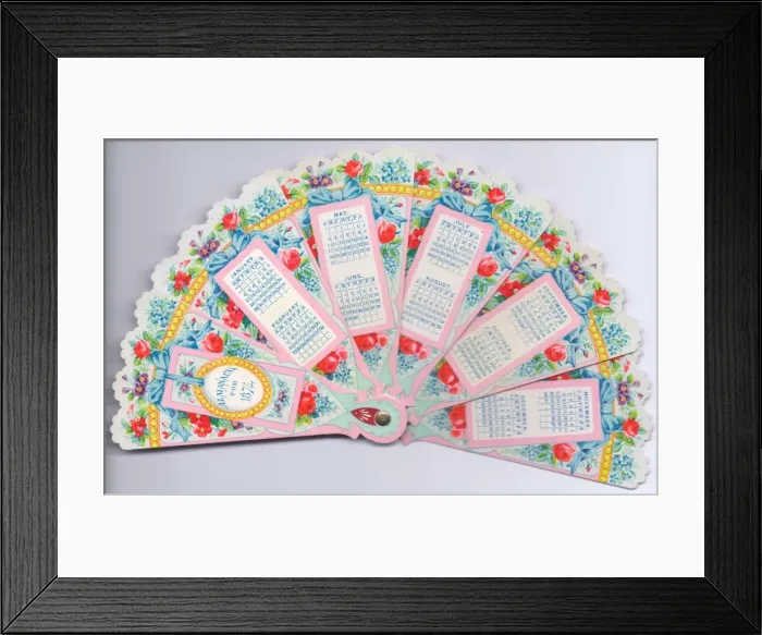Framed Print : Calendar for 1874 in the form of a fan Framed Print : Calendar for 1874 in the form of a fan