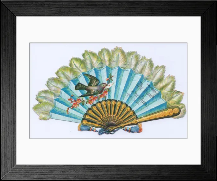 Framed Print : Romantic greetings card in the form of a fan Framed Print : Romantic greetings card in the form of a fan