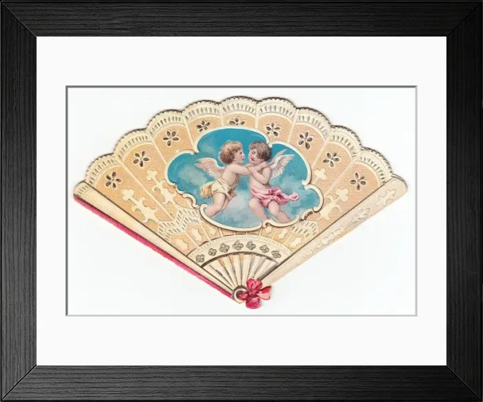 Framed Print : Romantic greetings card in the form of a fan Framed Print : Romantic greetings card in the form of a fan
