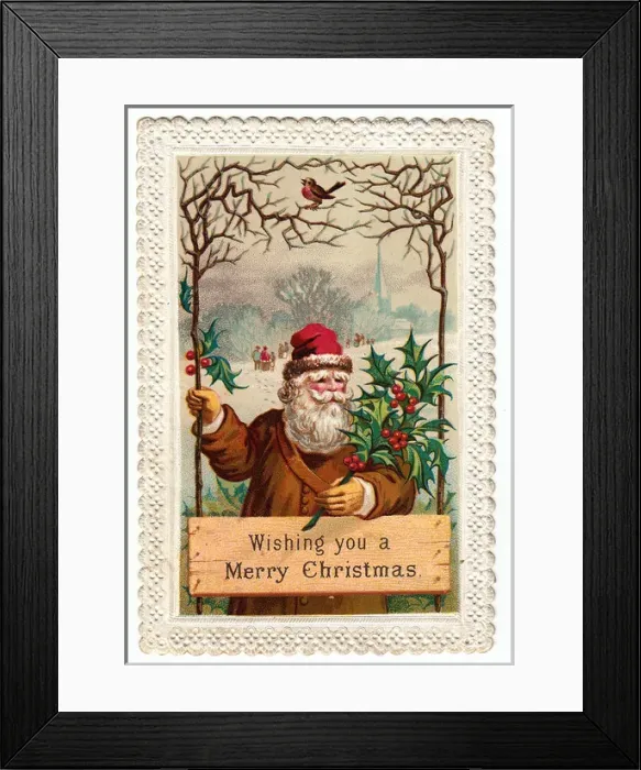 Framed Print : Santa Claus on a Christmas card Framed Print : Santa Claus on a Christmas card