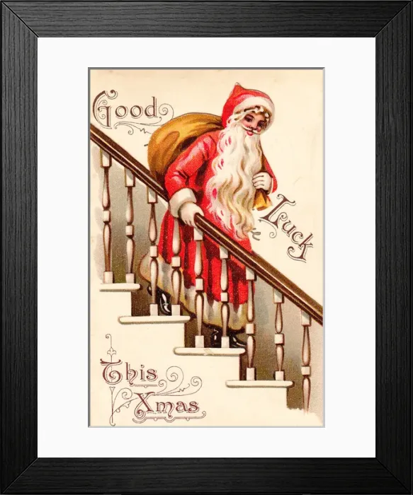 Framed Print : Santa Claus on a Christmas card Framed Print : Santa Claus on a Christmas card