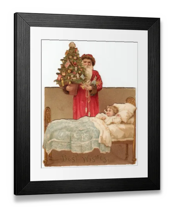 Framed Print : Santa Claus on a cutout Christmas card Framed Print : Santa Claus on a cutout Christmas card