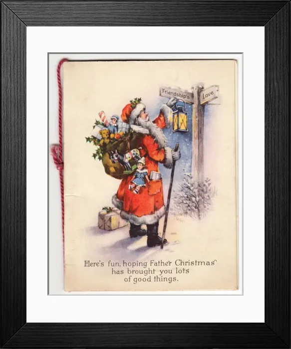 Framed Print : Santa Claus on a Christmas card