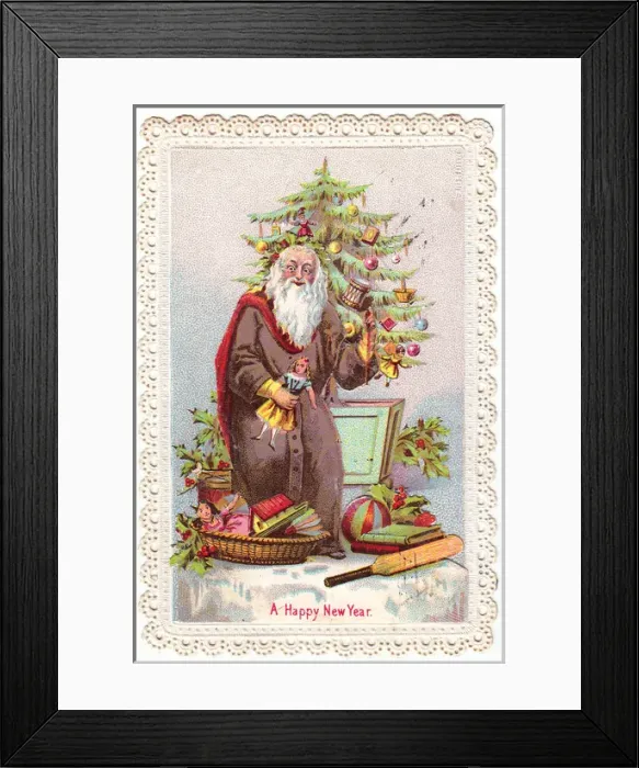 Framed Print : Santa Claus on a New Year card Framed Print : Santa Claus on a New Year card