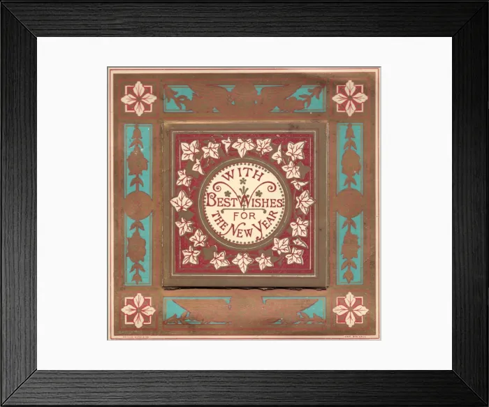 Framed Print : Leafy design on a New Year card Framed Print : Leafy design on a New Year card