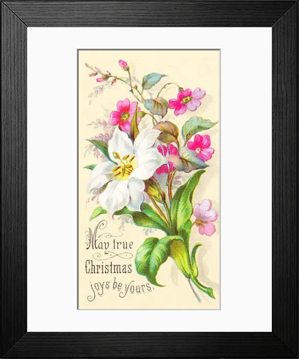 Framed Print : Bunch of flowers on a Christmas card Framed Print : Bunch of flowers on a Christmas card