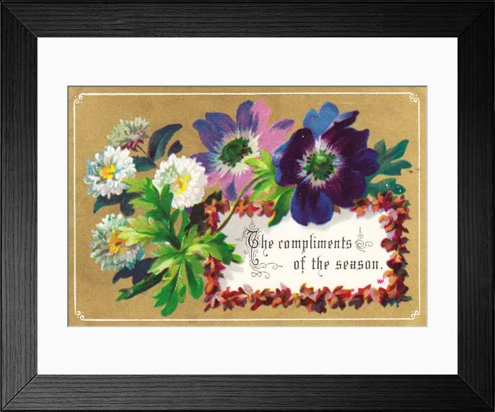 Framed Print : Assorted flowers on a Christmas card Framed Print : Assorted flowers on a Christmas card