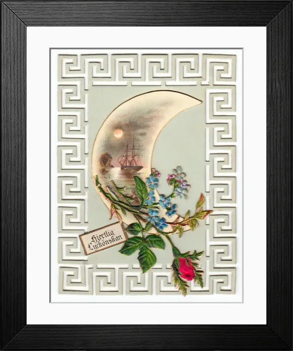 Framed Print : Seascape and flowers on a Scandinavian greetings card Framed Print : Seascape and flowers on a Scandinavian greetings card