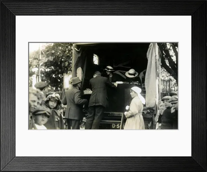 Framed Print : Quex Ambulance Q. 2 used as a selling booth Framed Print : Quex Ambulance Q. 2 used as a selling booth