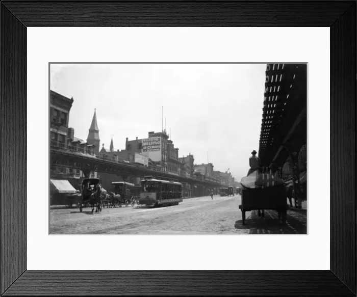 Framed Print : Elevated rail road, Houghton st, New York Framed Print : Elevated rail road, Houghton st, New York