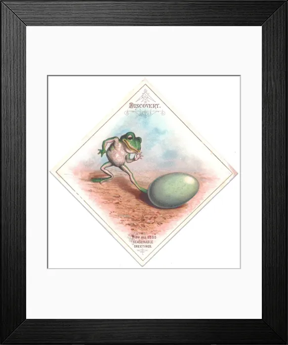 Framed Print : Frog and egg on a Christmas card Framed Print : Frog and egg on a Christmas card