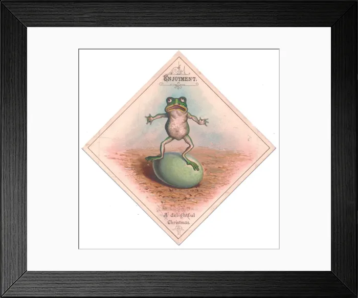 Framed Print : Frog and egg on a Christmas card Framed Print : Frog and egg on a Christmas card