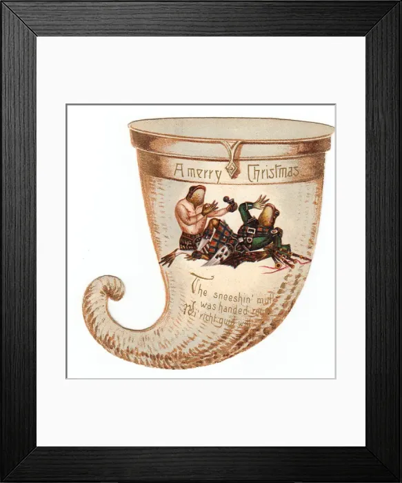 Framed Print : Two Scottish frogs on a Christmas card Framed Print : Two Scottish frogs on a Christmas card