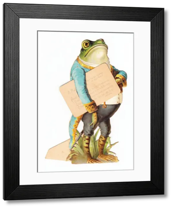 Framed Print : Frog footman on a greetings card Framed Print : Frog footman on a greetings card