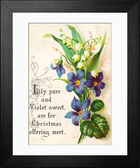 Framed Print : Lily of the valley and violets on a Christmas card Framed Print : Lily of the valley and violets on a Christmas card