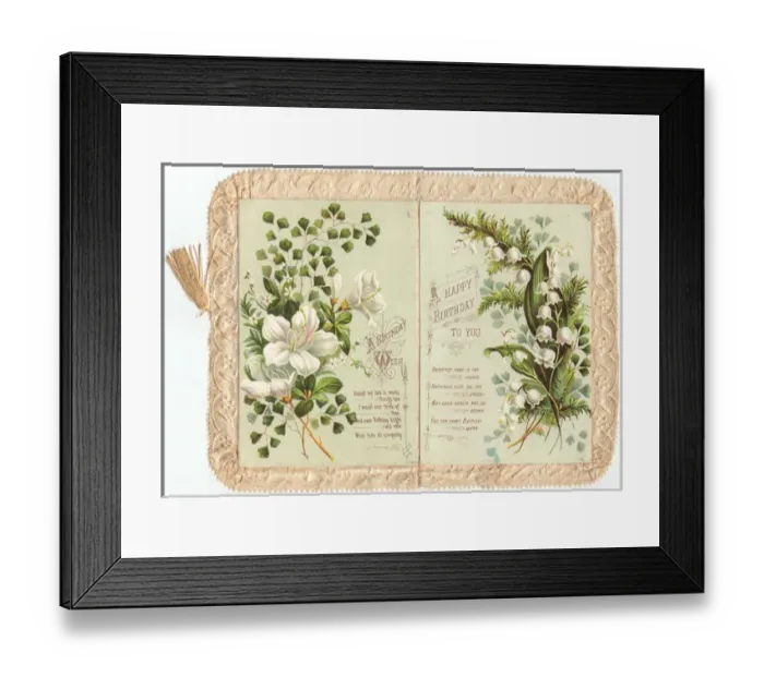 Framed Print : White flowers on a fringed birthday card Framed Print : White flowers on a fringed birthday card