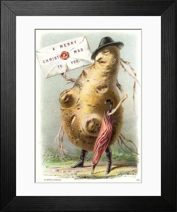 Framed Print : Humanised potato on a Christmas card Framed Print : Humanised potato on a Christmas card
