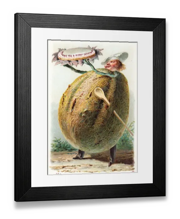 Framed Print : Humanised vegetable chef on a Christmas card Framed Print : Humanised vegetable chef on a Christmas card