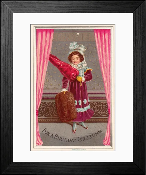 Framed Print : Lady with giant red chili pepper on a birthday card Framed Print : Lady with giant red chili pepper on a birthday card