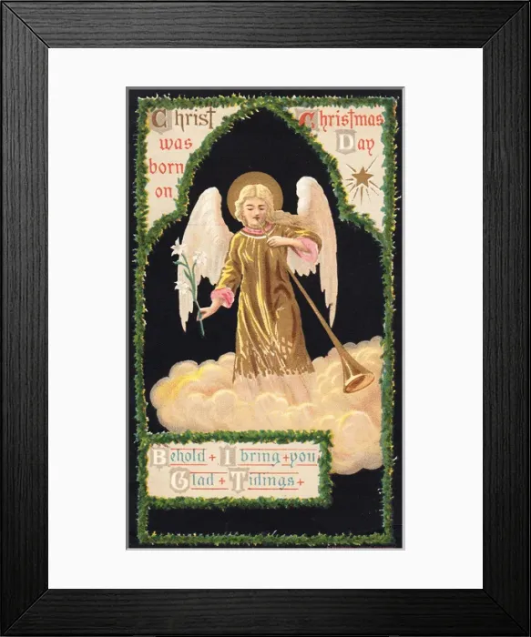 Framed Print : Angel with trumpet on a Christmas card Framed Print : Angel with trumpet on a Christmas card