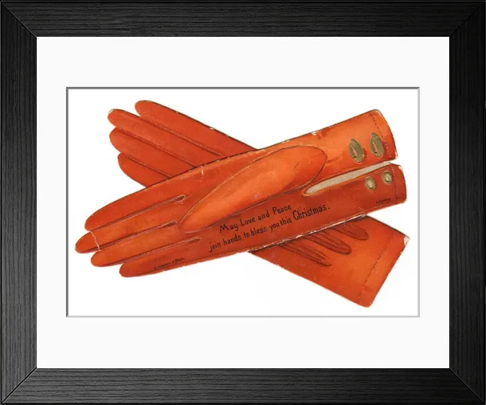 Framed Print : Christmas card in the shape of gloves Framed Print : Christmas card in the shape of gloves