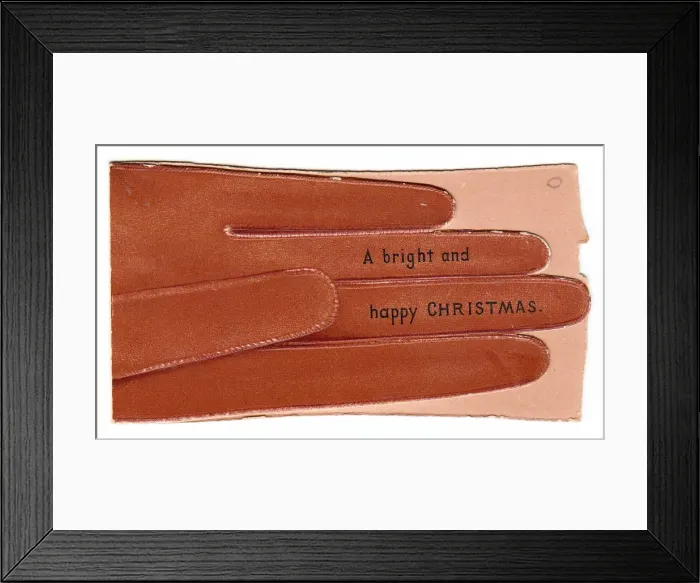 Framed Print : Christmas card in the shape of a glove Framed Print : Christmas card in the shape of a glove