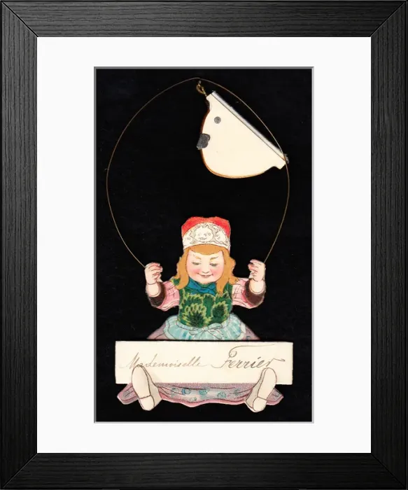 Framed Print : Little girl on a three-dimensional greetings card Framed Print : Little girl on a three-dimensional greetings card