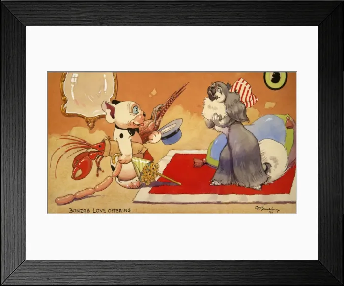 Framed Print : George Ernest Studdy, Bonzos Love Offering Framed Print : George Ernest Studdy, Bonzos Love Offering
