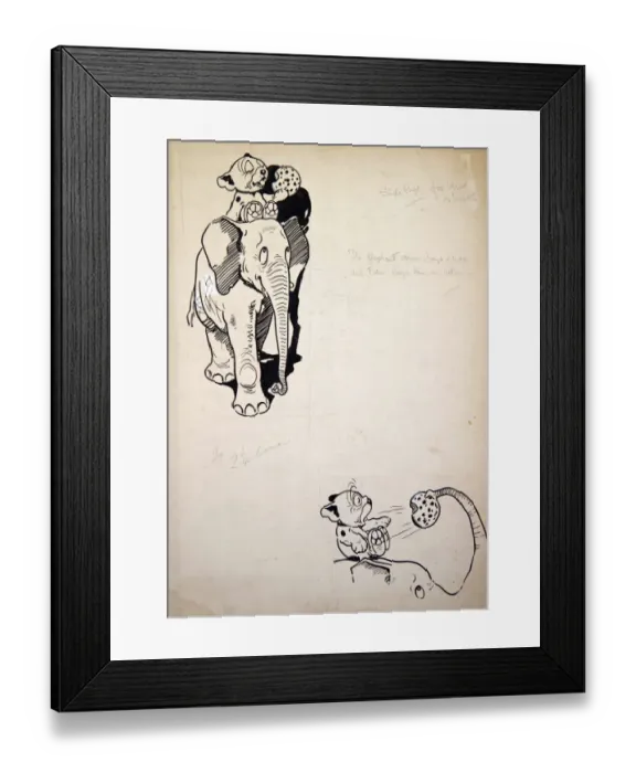 Framed Print : George Ernest Studdy, Bonzo rides an elephant Framed Print : George Ernest Studdy, Bonzo rides an elephant